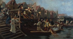 Gebot auf dem Fischmarkt, Dreieck von Bergen von Hans Andreas Dahl