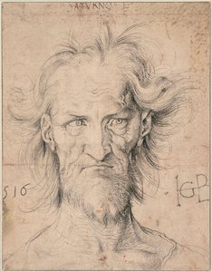 Kopf eines bärtigen alten Mannes "Saturn" - Zeichnung von Hans Baldung (1484-1545), schwarze Kreide auf Papier von Hans Baldung Grien