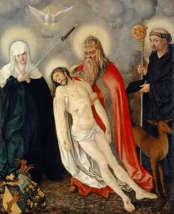 Die Heilige Dreifaltigkeit zwischen der Schmerzensmutter und dem Heiligen Ägidius, ca. 1513-16
