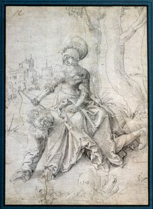 Die Frau reitet den Mann: Phyllis sitzt auf dem Rücken von Aristoteles, der auf allen Vieren geht.