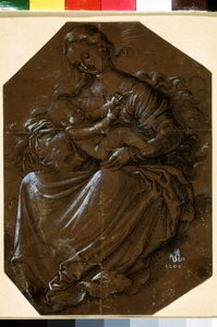 Jungfrau mit Kind, Zeichnung von Hans Baldung (1484-1545) 16. Jahrhundert, Puschkin-Museum, Moskau