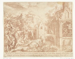 Christus kommt zum Haus von Lazarus, Marta und Maria Magdalena von Hans Bol