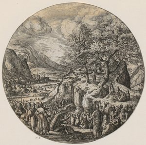 Johannes der Täufer predigt in der Wüste von Hans Bol
