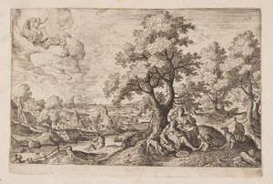Tafel 12, aus Landschaften mit Szenen aus dem Alten und Neuen Testament und Ovids Metamorphosen