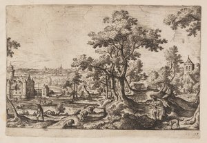 Tafel 17, aus Landschaften mit Szenen aus dem Alten und Neuen Testament und Ovids Metamorphosen von Hans Bol