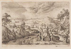 Tafel 28, aus Landschaften mit Szenen aus dem Alten und Neuen Testament und Ovids Metamorphosen von Hans Bol