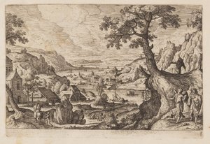 Tafel 8, aus Landschaften mit Szenen aus dem Alten und Neuen Testament und Ovids Metamorphosen von Hans Bol