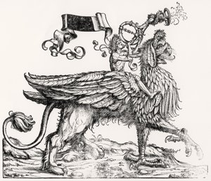 Ein berittener Greif aus Maximilians Triumphzug, ca. 1516-18
