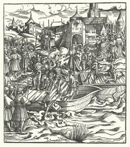 Hinrichtung der Anführer eines Aufstands gegen die Herrschaft von Erzherzog Maximilian von Österreich in Gent, 1484 von Hans Burgkmair