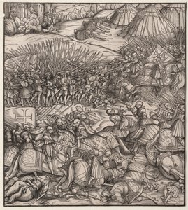 Wie der französische König Krieg gegen den König von Feuereisen in seinem Reich führte und wie der König von Feuereisen in der Schlacht starb von Hans Burgkmair