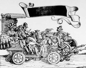 Das musikalische Gefolge aus Maximilians Triumphzug, ca. 1516-18 von Hans Burgkmair