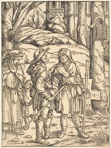 Pilger an einem Wegesrand-Schrein