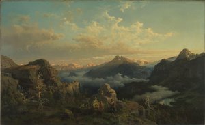 Norwegische Highlands im Sonnenaufgang von Hans Gude