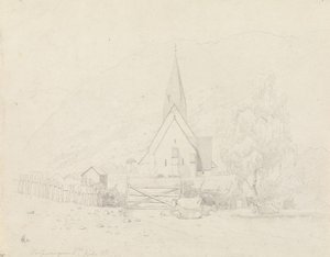 Vossevangen mit Voss Kirche von Hans Gude