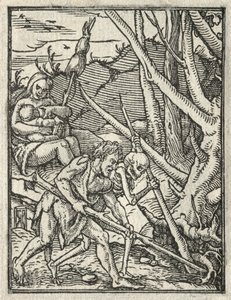 Der Totentanz: Vertreibung aus dem Paradies, Adam bebaut den Boden