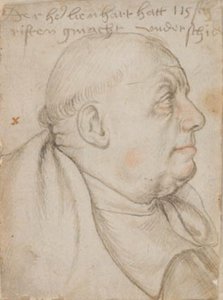Porträt des Kalligraphen Leonhard Wagner, genannt Würtslin, Mönch von St. Ulrich und Afra in Augsburg, im Profil nach rechts
