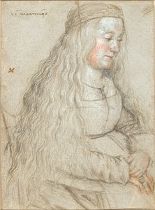 Sitzende Braut mit fließendem Haar und Stirnband von Hans Holbein d.Æ.