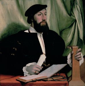 Unbekannter Herr mit Musikbüchern und Laute, ca. 1534 von Hans Holbein der Jüngere