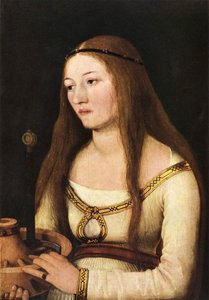 Katharina Schwarz mit den Attributen ihrer Namensheiligen