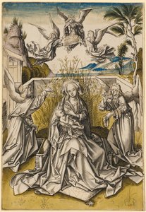 Madonna und Engel in einer Landschaft, ca. 1500