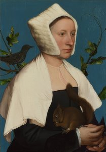 Dame mit Eichhörnchen und Star (Anne Lovell?) von Hans Holbein der Jüngere