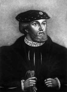 Edward Stafford, 3. Herzog von Buckingham (1478-1521), Gründer des Magdalen College in Cambridge, 1521 wegen Hochverrats enthauptet (Stich) von Hans Holbein der Jüngere