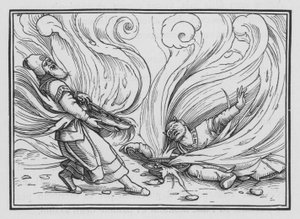Nadab und Abihu durch Feuer getötet, Levitikus X, 1, 2 von Hans Holbein der Jüngere