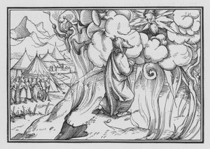 Die furchterregende Gegenwart Gottes auf dem Berg, Exodus XIX, 18 von Hans Holbein der Jüngere