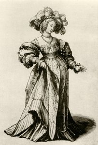 Junge Basler Dame mit Federhut von Hans Holbein der Jüngere