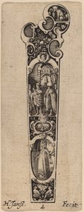 Griff für Messer oder Gabel, verziert mit Figuren von Hans Janssen