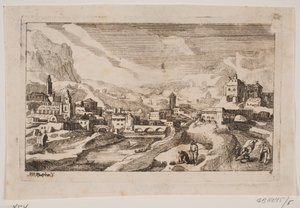 Berglandschaft mit dem barmherzigen Samariter im Vordergrund von Hans Jørgen Kirksteen