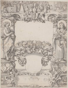 Glasdesign mit Johannes dem Täufer und Johannes dem Evangelisten von Hans Kaspar Lang the Elder