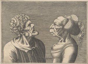 Zwei groteske Köpfe, 1538-73