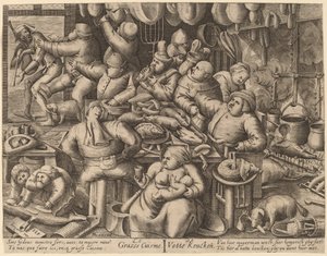 Die fette Küche von Hans Liefrinck I, after Pieter van der Heyden, after Pieter Bruegel the Elder