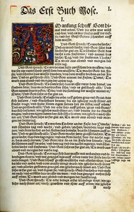 Die erste Seite des Buches Genesis in Martin Luthers Bibelübersetzung von 1534