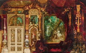 Dekorationsentwurf für das Schlafzimmer Kaiserin Elisabeths in der Hermesvilla (Mittelszene: Ein Sommernachtstraum) von Hans Makart