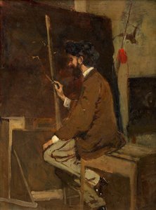 Selbstporträt vor der Staffelei, vor 1868 von Hans Makart