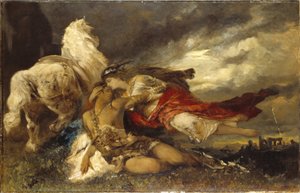 Walküre und ein sterbender Held von Hans Makart