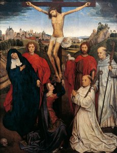 Kreuzigung, Mittelteil des Triptychons von Jan Crabbe, ca. 1470 von Hans Memling