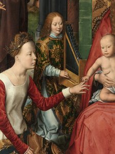 Detail des zentralen Panels des Triptychons von Johannes dem Täufer und Johannes dem Evangelisten von Hans Memling