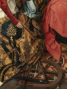 Detail des zentralen Panels des Triptychons von Johannes dem Täufer und Johannes dem Evangelisten von Hans Memling
