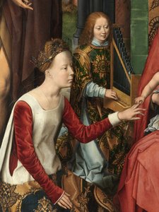 Hl. Katharina, Detail der Zentraltafel des Triptychons von Johannes dem Täufer und Johannes dem Evangelisten von Hans Memling