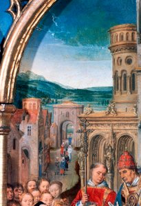 St. Ursula-Schrein, Ankunft in Rom, Detail, 1489 von Hans Memling