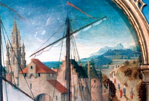 St. Ursula-Schrein, Abreise aus Basel, Detail, 1489 von Hans Memling