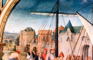 St. Ursula Schrein, Abreise aus Basel (Detail) von Hans Memling