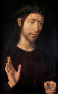 Der Mann der Schmerzen segnet, 1480-1490 von Hans Memling