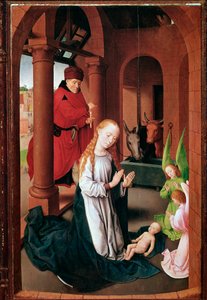 Triptychon von Prado (oder Anbetung der Könige): Geburt (linkes Panel) von Hans Memling