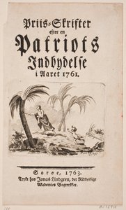 Titelblatt mit Vignette zu "Priis-Skrifter efter en Patriots Indbydelse i Aaret 1761" von Hans Quist