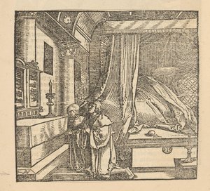 Zwei betende Menschen in einem Schlafzimmer von Hans Schäufelein (possibly)