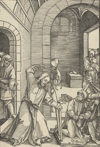 Christus reinigt den Tempel, aus Speculum passionis domini nostri Ihesu Christi, 1507 von Hans Schäufelein the Elder